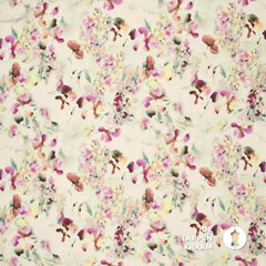 *** Satijn viscose met stretch gebloemd beige