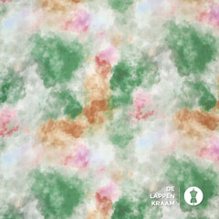 *** Satijn viscose met stretch met wolkendessin groen