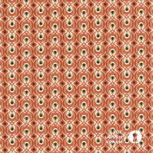  Travelstof met retroprint oranje-rood