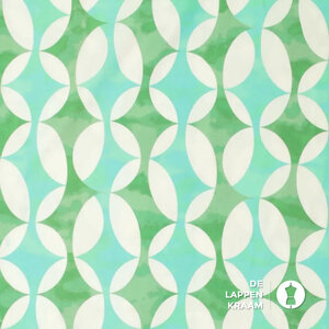 *** Stretch viscose met retroprint groen