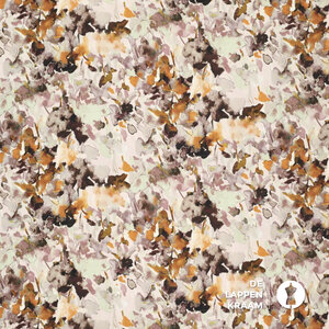  Satijnviscose met stretch in warmte tinten bruin en oranje