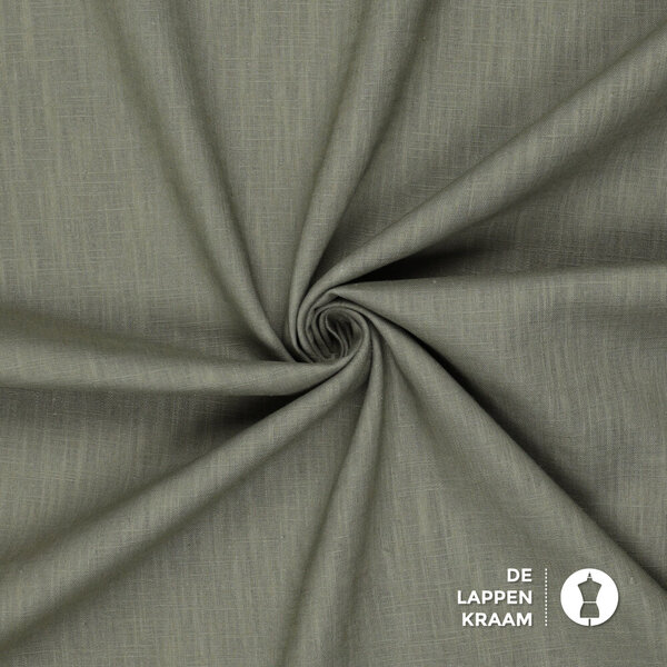 Basic Gewassen linnen donker legergroen