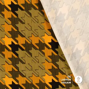  Coupon 709 Stretchkatoen geel Pied de Poule 170 x 145 cm