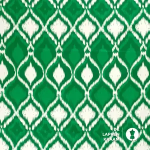  Coupon 811 Stretchkatoen groene ikatprint 170 x 145 cm