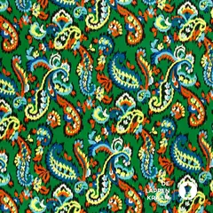  Coupon 917 Stretchkatoen groen met paisleyprint 170 x 145 cm