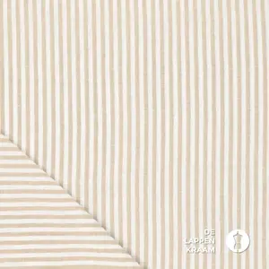 Linnen look seersucker beige gestreept