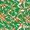 Stretch viscose in linnenlook groen met wit/oranje bladeren
