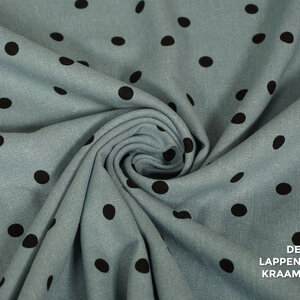  Linnenmix jeansblauw met zwarte stippen