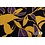 Viscose twill diep donkerblauw met groot gele lila bloem