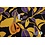 Viscose twill diep donkerblauw met groot gele lila bloem