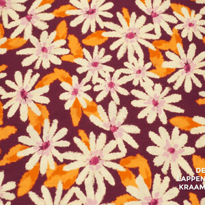  Viscose met margrietenprint in cyclaamen roze