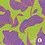 Viscose stof in lime met lila blad