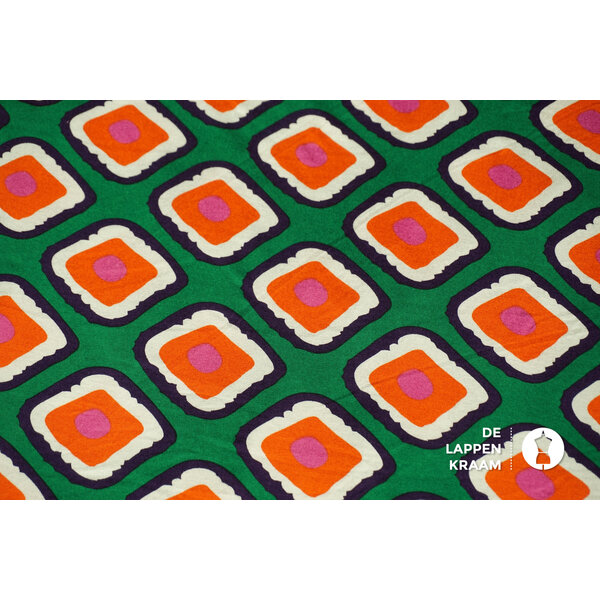 Viscose tricot groen met abstracte ruiten