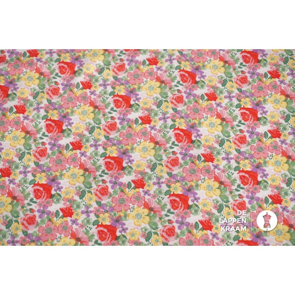 Coupon 53 Tricot met kleine bloemetjes 170 x 150 cm