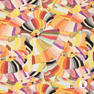 *** Katoenen tricot met fantasiepatroon in geeltinten