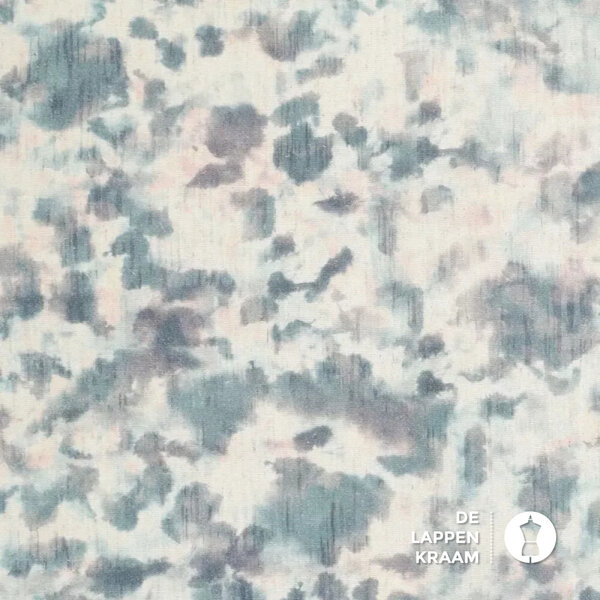 Linnenmix met gevlekte dessin in blauwtinten