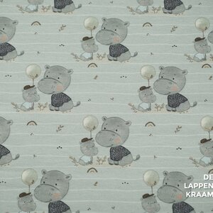 Tricot grijs met nijlpaardjes