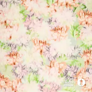 *** Linnenmix tie dye abstracte bloemenprint lime