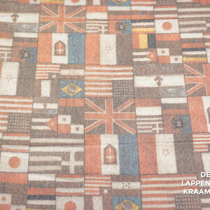  Stretchkatoen met vlaggenprint rood