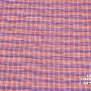  Seersucker oranje lila ruitje