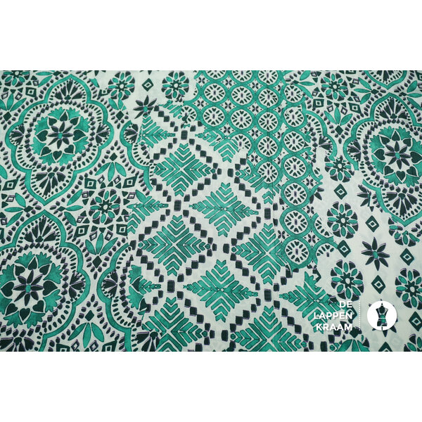Viscose met boho print in groen