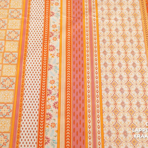 *** Popeline met retro strepen in oranjetinten