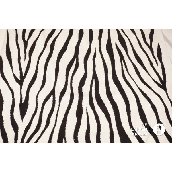 Stretchkatoen stof zebraprint ecru-wit