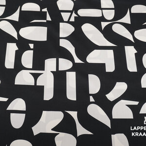 Popeline wit zwarte letterprint