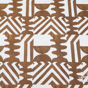  Stretchkatoen wit met abstracte bruine print