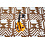 Stretchkatoen stof wit met abstracte bruine print