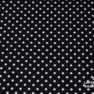  Stretchkatoen zwart met witte stippen