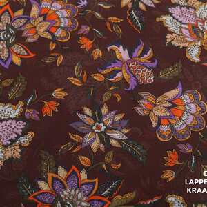  Chiffon donker bordeaux met bloemen