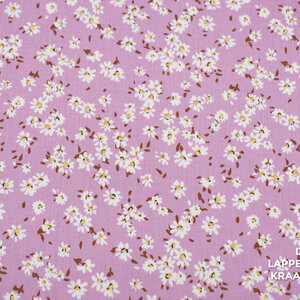  Stretchkatoen roze met kleine bloemetjes