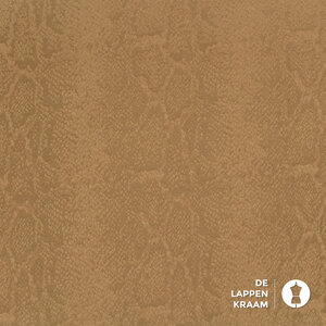  Satijn met ingeweven slangenprint camel