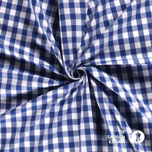 Geruit katoen kobalt-wit