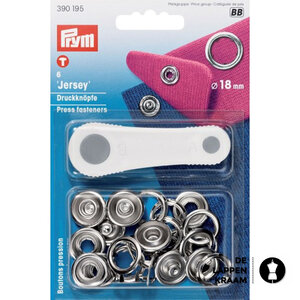 Prym Drukknoop Jersey zilver 18mm pak van 6 stuks