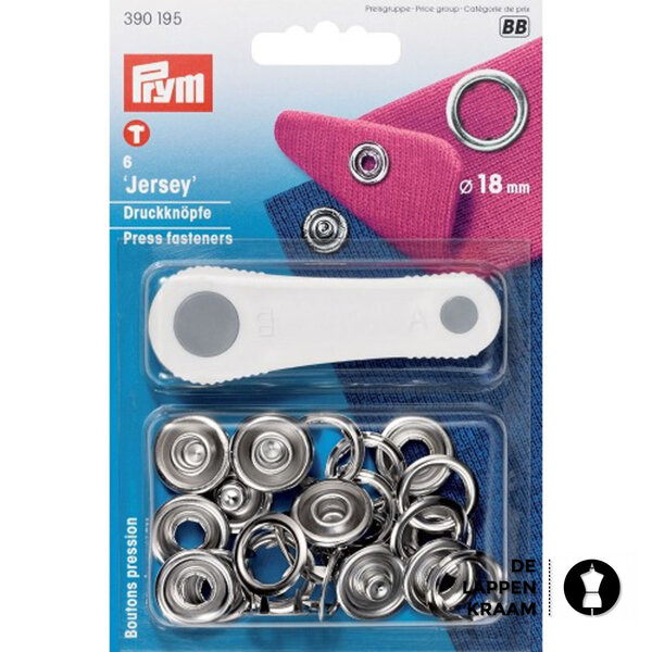Prym Drukknoop Jersey zilver 18mm pak van 6 stuks