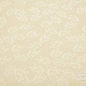  Mouseline in ecru met witte bloemenprint