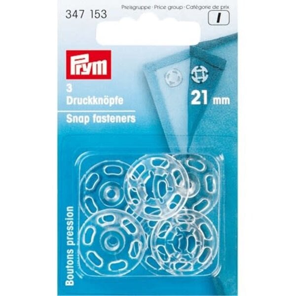 Drukker opnaaibaar transparant 21mm (3st)