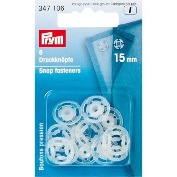Drukker opnaaibaar transparant 15mm (6st)