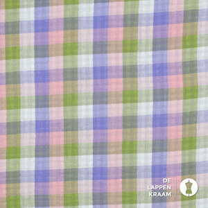  Double gauze 2-zijdige ruit lila-roze