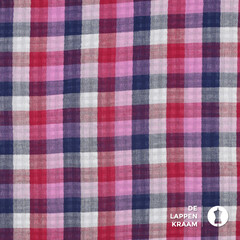  Double gauze 2-zijdige ruit blauw-fuchsia