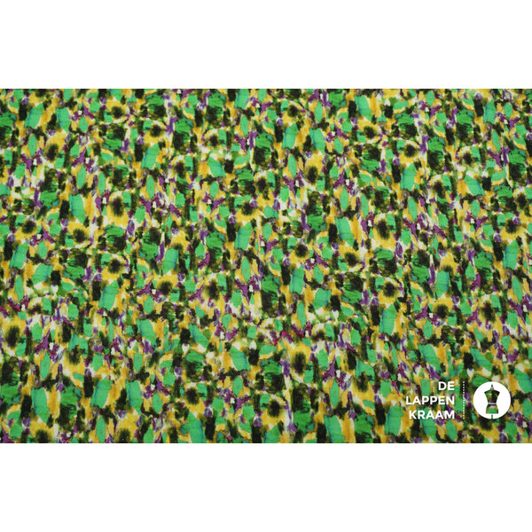 Coupon 32 Viscose stretch met groene verfvlekjes 170 x 150 cm