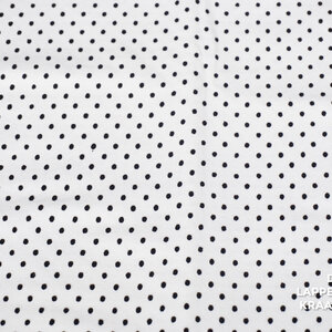 Coupon 211 Katoenen tricot wit met zwarte stippen flockprint 170 x 150 cm