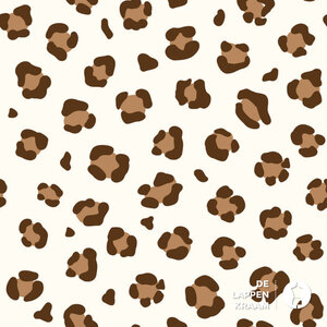  Popeline gebroken wit met panterprint