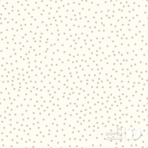 Popeline wit met beige stipjes