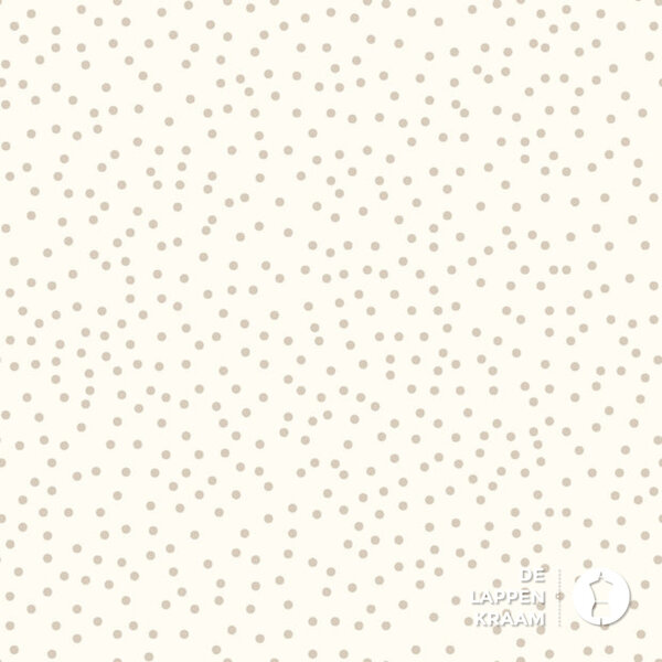 Popeline stof wit met beige stipjes