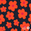 Teddy stof donkerblauw met oranje bloemen