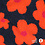Teddy stof donkerblauw met oranje bloemen