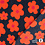 Teddy stof donkerblauw met oranje bloemen